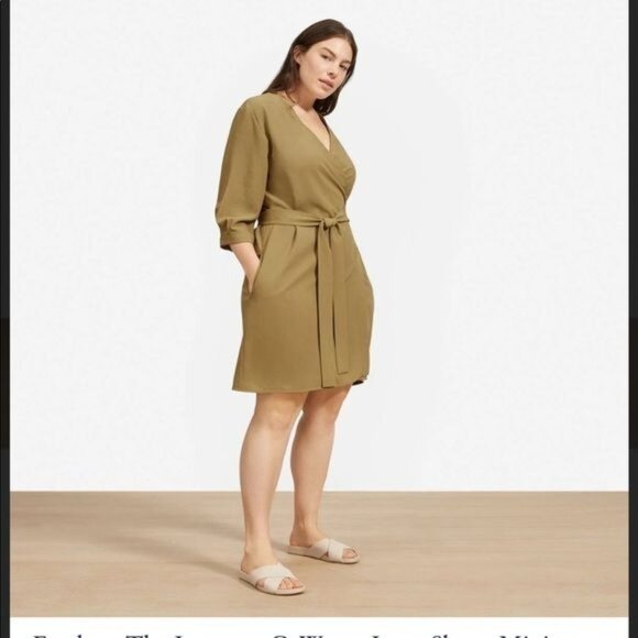 Everlane Green Wrap Dress, Size 12 - Picture 1 of 5